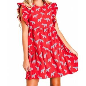 NEW MICHELLE MCDOWELL elephant mini dress in red